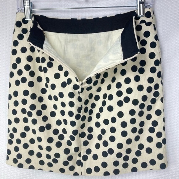 J. Crew Skirt Womens Size 2 Cream Black Polka Dot Zip Back Lined Cute Retro Mini - Picture 3 of 7